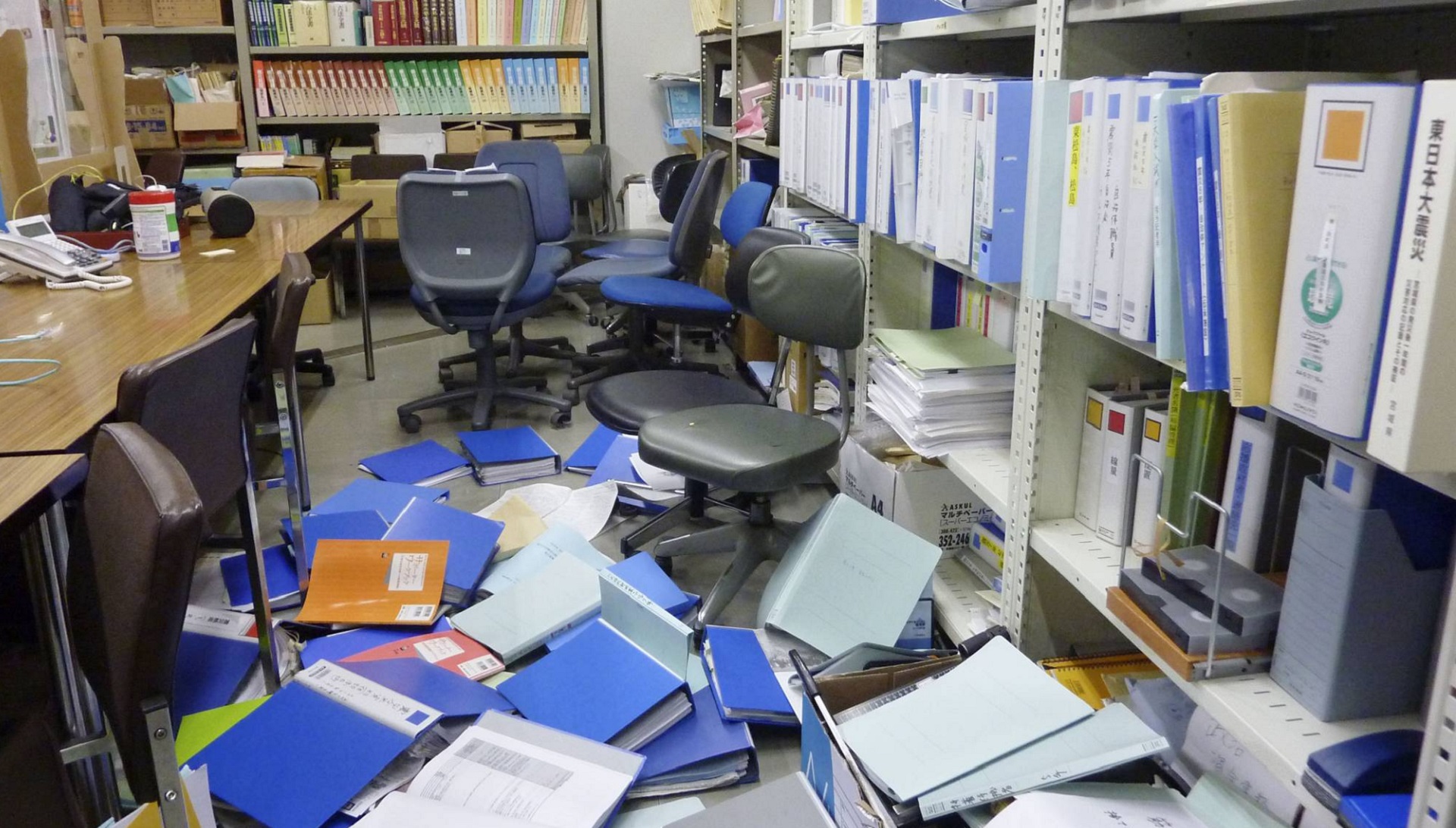 The Kyodo News bureau in Sendai after a strong earthquake struck on Saturday | KYODO