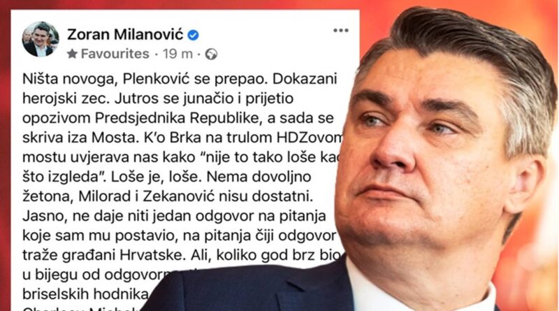 Hrvatski Presjednik Hrvatskom Premijeru: Brz u bijegu, herojski zec, suvereni vladar briselskih hodnika