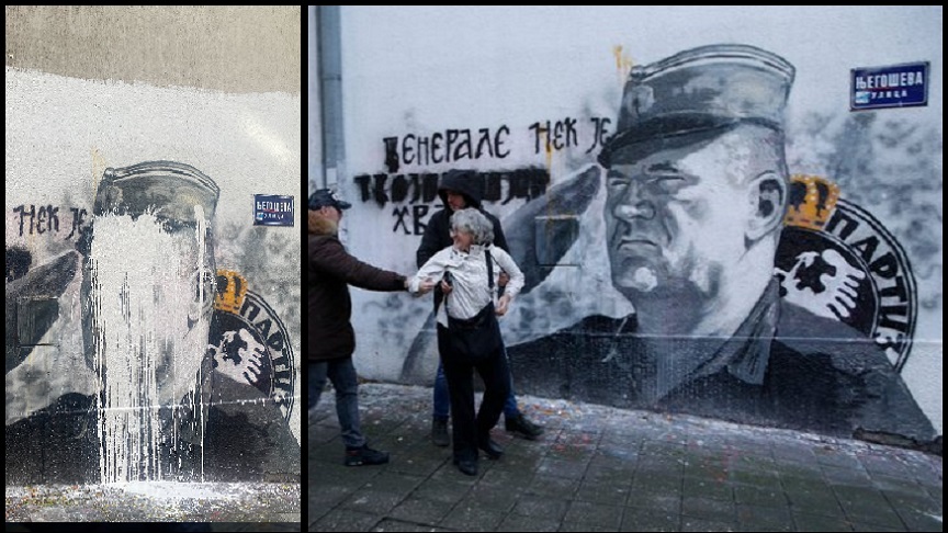 Ratko Mladić, mural, prefaban, očišćen, Nataša Kandić