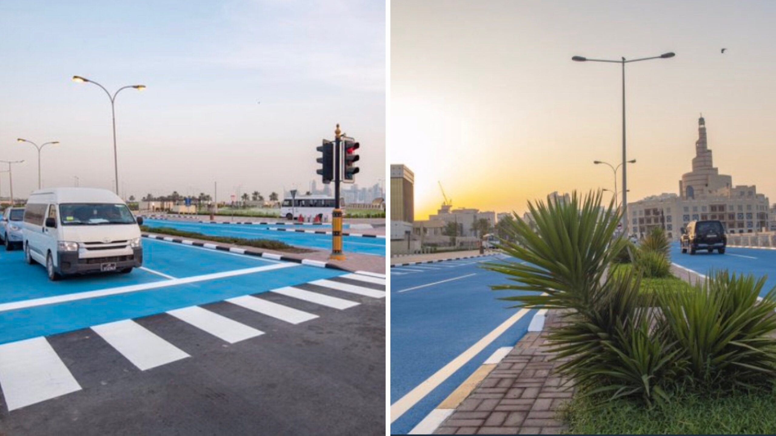 Katar, asfalt, plava boja