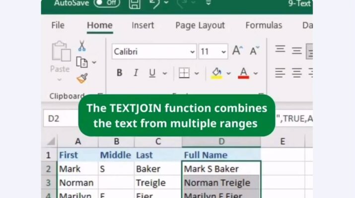 Excel TEXTJOIN function
