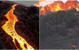 Volkano, Iceland, erupts