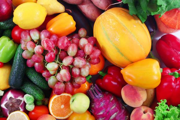 Fresh fruits and vegetables closeup