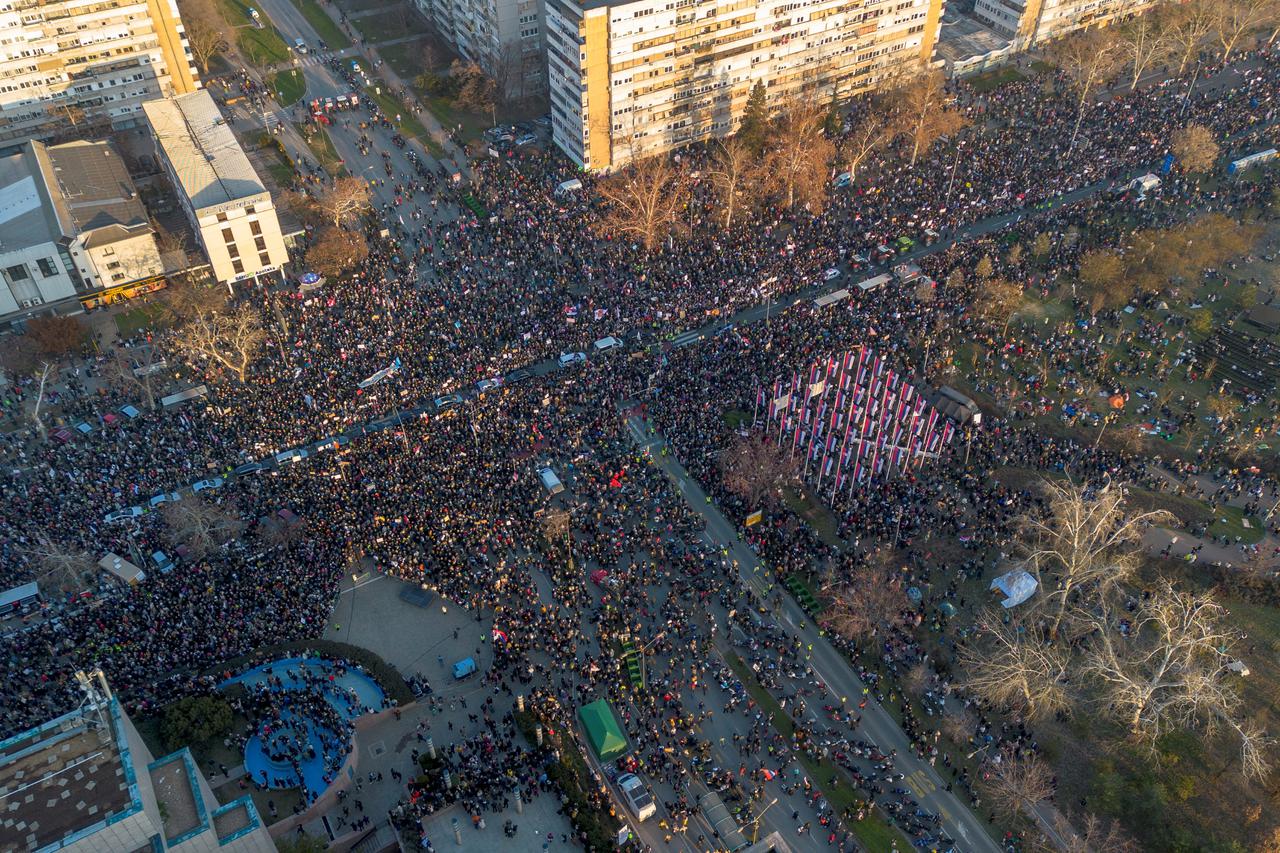 Anti government protest over the fatal railway station roof collapse in Novi Sad