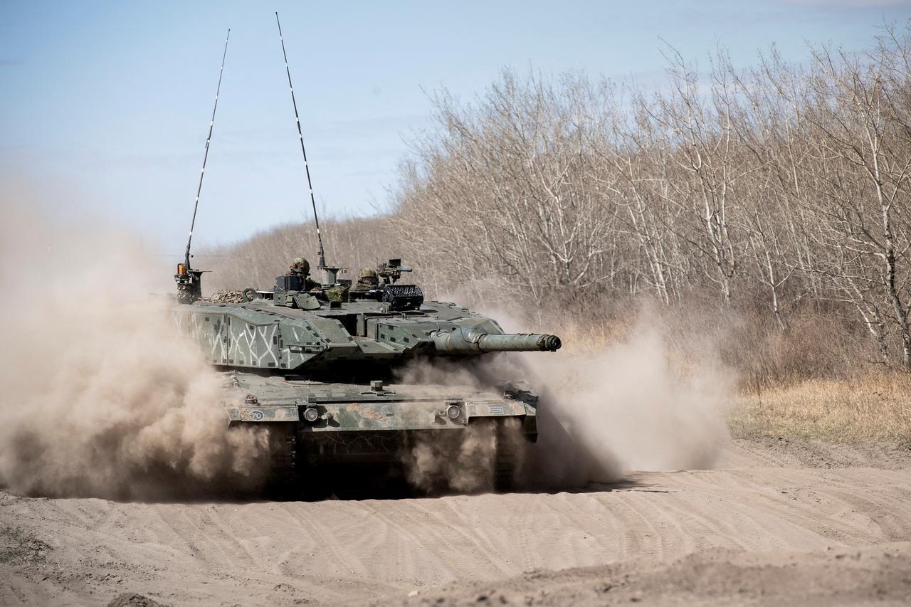 FILE PHOTO: Leopard tank from Lord Strathcona's Horse (Royal Canadians) is taken out after undergoing maintenance in preparation for Exercise MAPLE RESOLVE at 3rd Canadian Division Support Base Detachment Wainwright