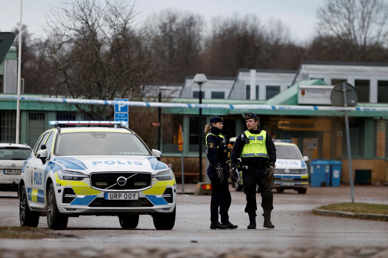 Aftermath of shooting attack a school in Orebro