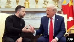 U.S. President Donald Trump and Ukraine's President Volodymyr Zelenskyy meet in the Oval Office of the White House in Washington, Feb. 28, 2025.